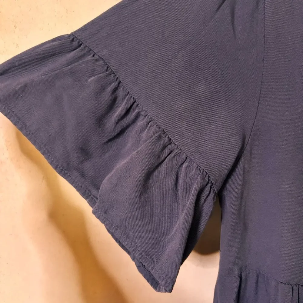 Rustic Western Blue Button-Down Dress with Ruffles | Small/Medium - Picture 6 of 6